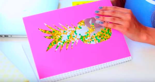 How To Make Pineapple with sparkles Notebooks, School Supplies, School Supply, DIY, Notebooks