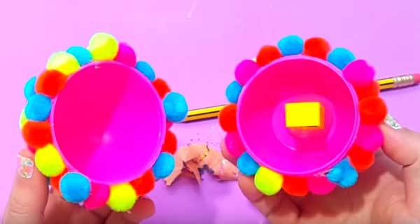 How To Make Sharpener with pompons Rulers, sharpeners, School Supplies, School Supply, DIY, Rulers, sharpeners