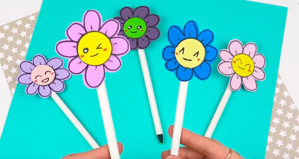 How To Make Pencils with flowers Pens, pencils